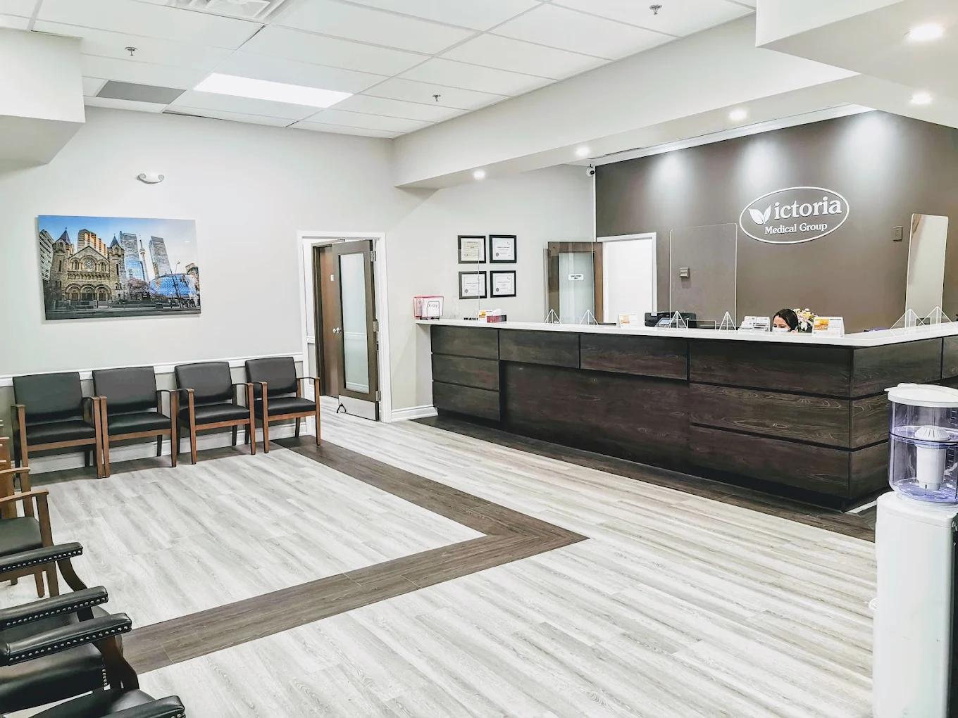 Reception and waiting area at Victoria Medical Group